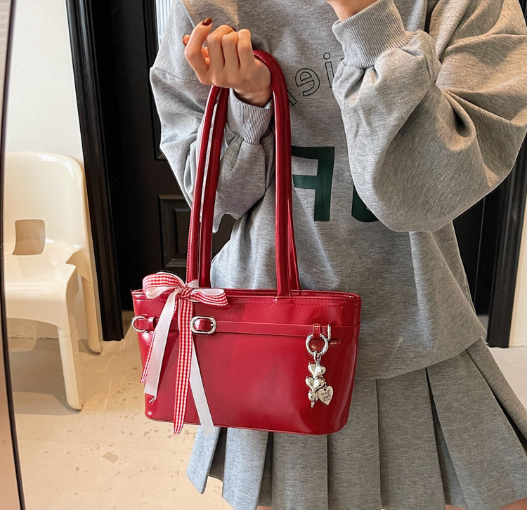 Maroon Solid Two Handles Shoulder Bag
