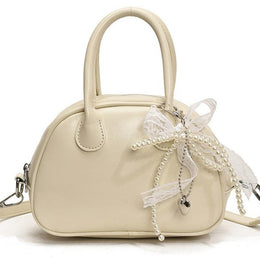 White Solid Two Handles Sling Bag