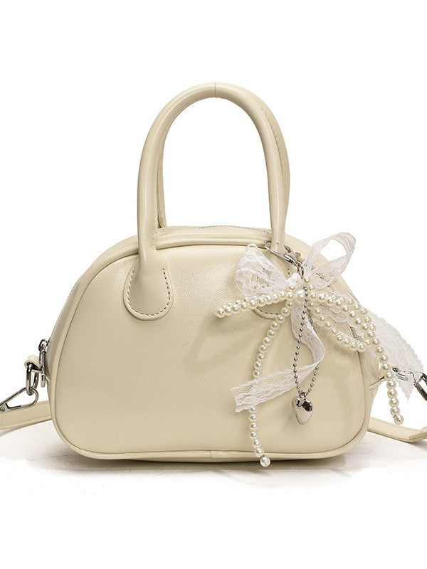 White Solid Two Handles Sling Bag