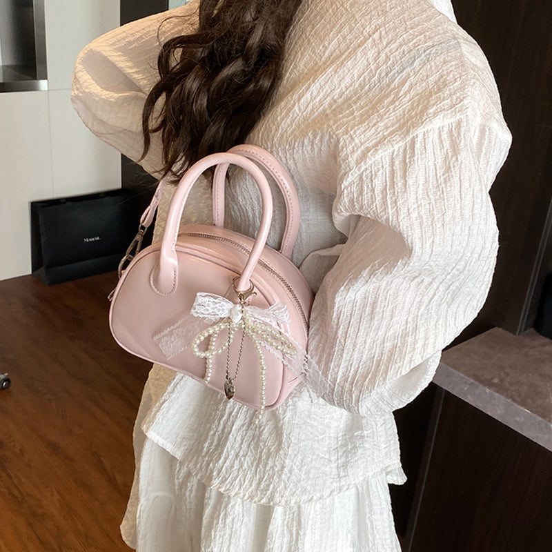 Pink Solid Two Handles Sling Bag