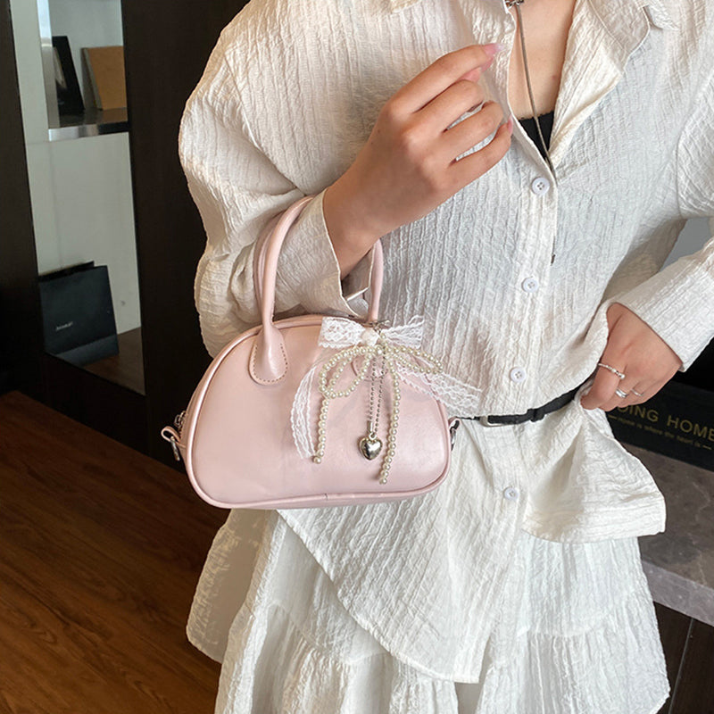 Pink Solid Two Handles Sling Bag