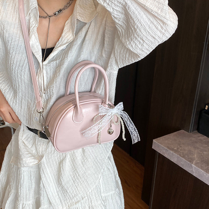 Pink Solid Two Handles Sling Bag