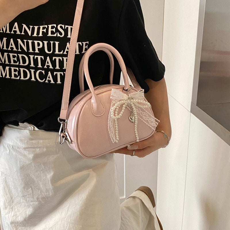 Pink Solid Two Handles Sling Bag