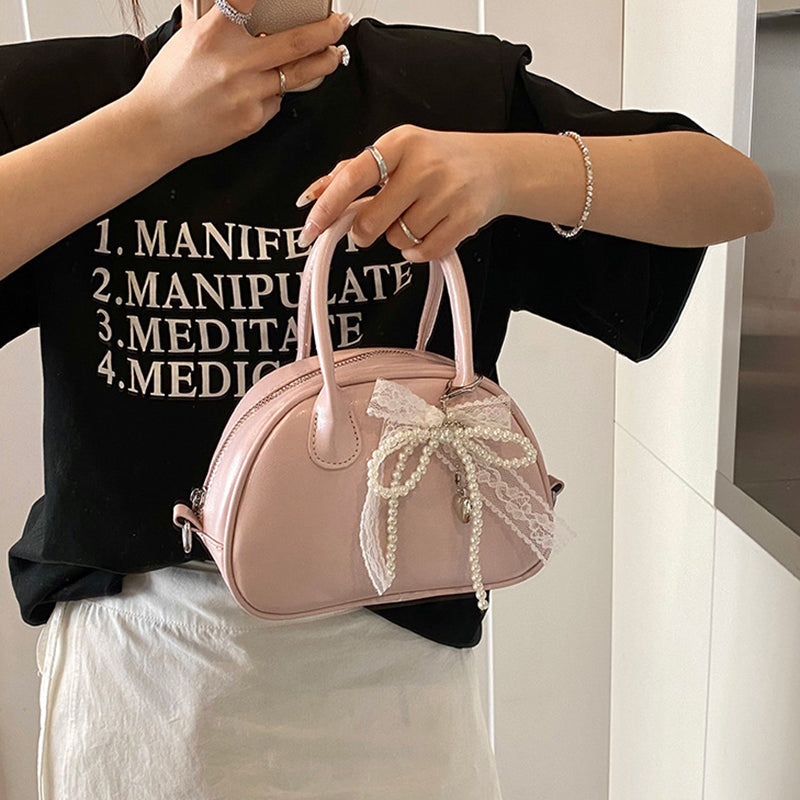 Pink Solid Two Handles Sling Bag