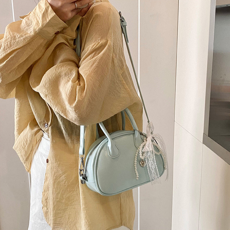 Blue Solid Two Handles Sling Bag