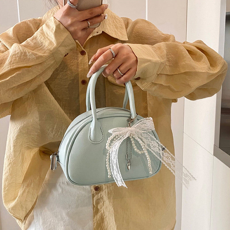 Blue Solid Two Handles Sling Bag