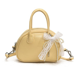Yellow Solid Two Handles Sling Bag