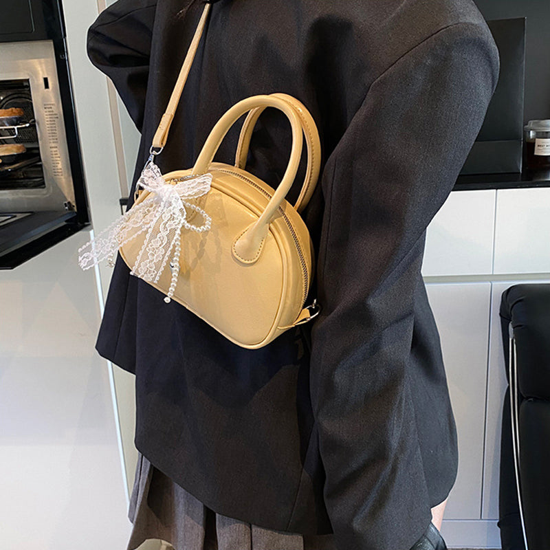 Yellow Solid Two Handles Sling Bag