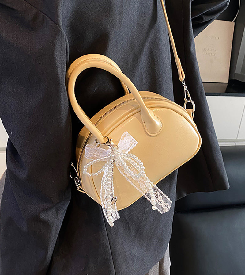Yellow Solid Two Handles Sling Bag
