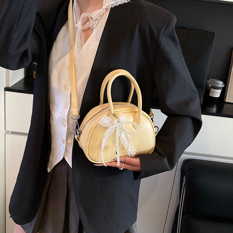 Yellow Solid Two Handles Sling Bag