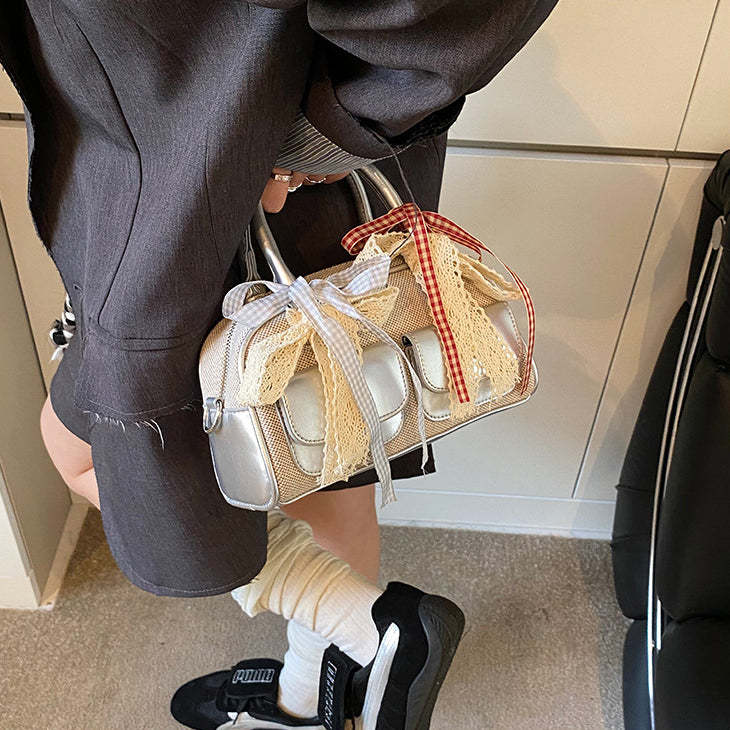 Blue Solid Two Handles Tote Bag