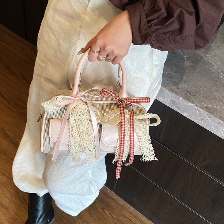 Pink Solid Two Handles Tote Bag