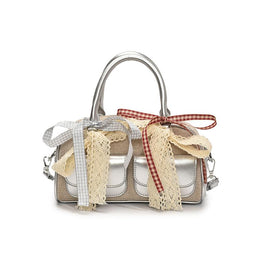 Silver Solid Two Handles Tote Bag