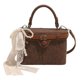 Brown Solid Two Handles Shoulder Bag
