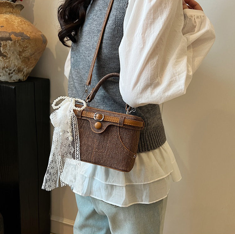 Brown Solid Two Handles Shoulder Bag