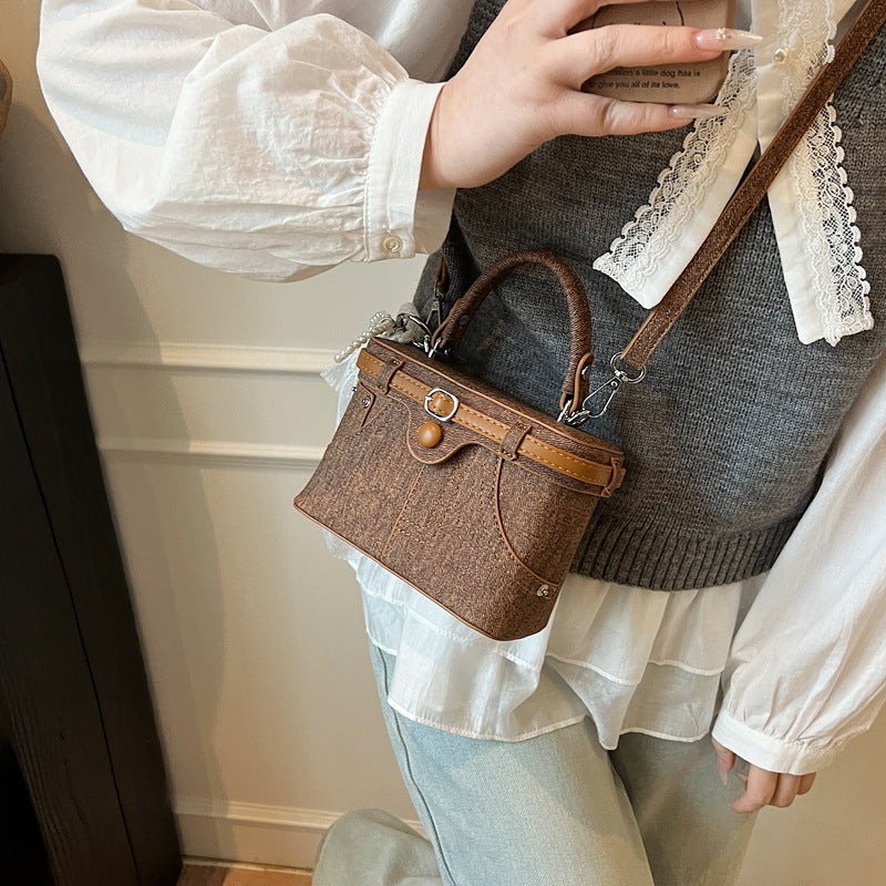 Brown Solid Two Handles Shoulder Bag