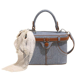 Blue Solid Two Handles Shoulder Bag