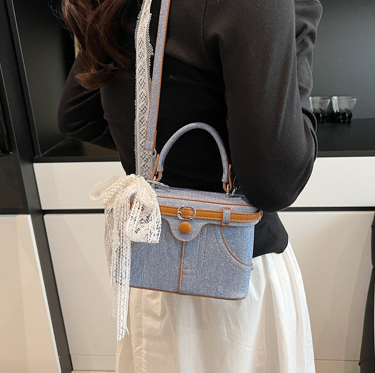 Blue Solid Two Handles Shoulder Bag