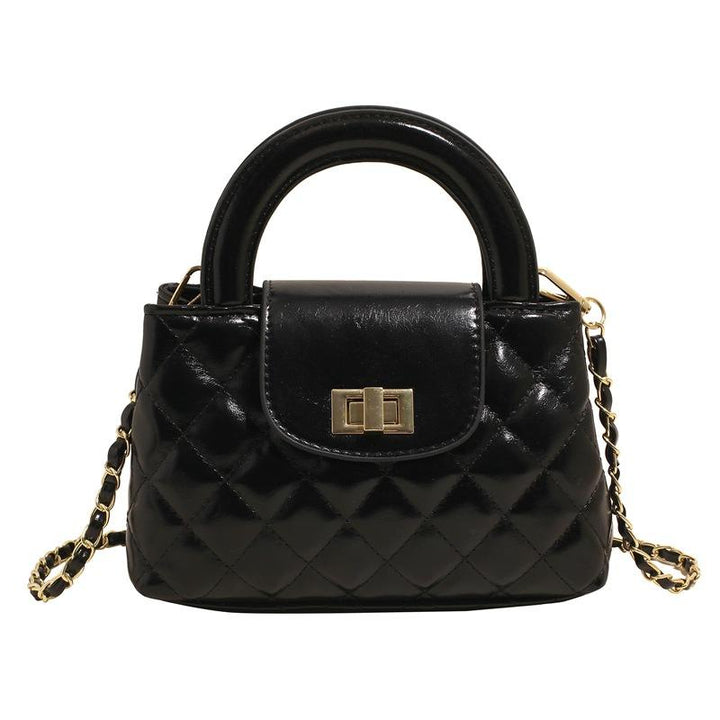 Black Solid Two Handles Tote Bag