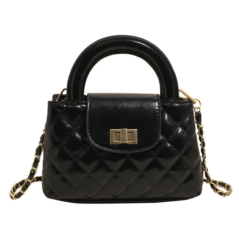 Black Solid Two Handles Tote Bag