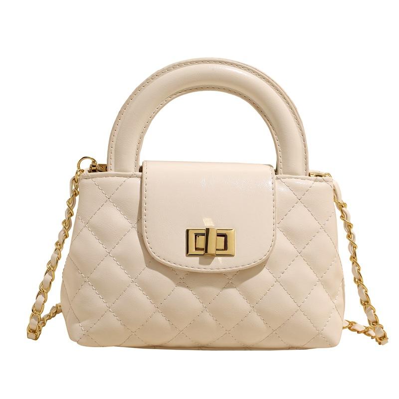 White Solid Two Handles Tote Bag