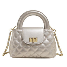 Silver Solid Two Handles Tote Bag