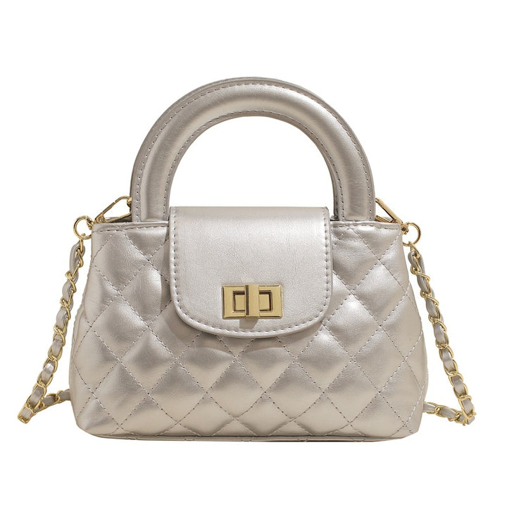 Silver Solid Two Handles Tote Bag