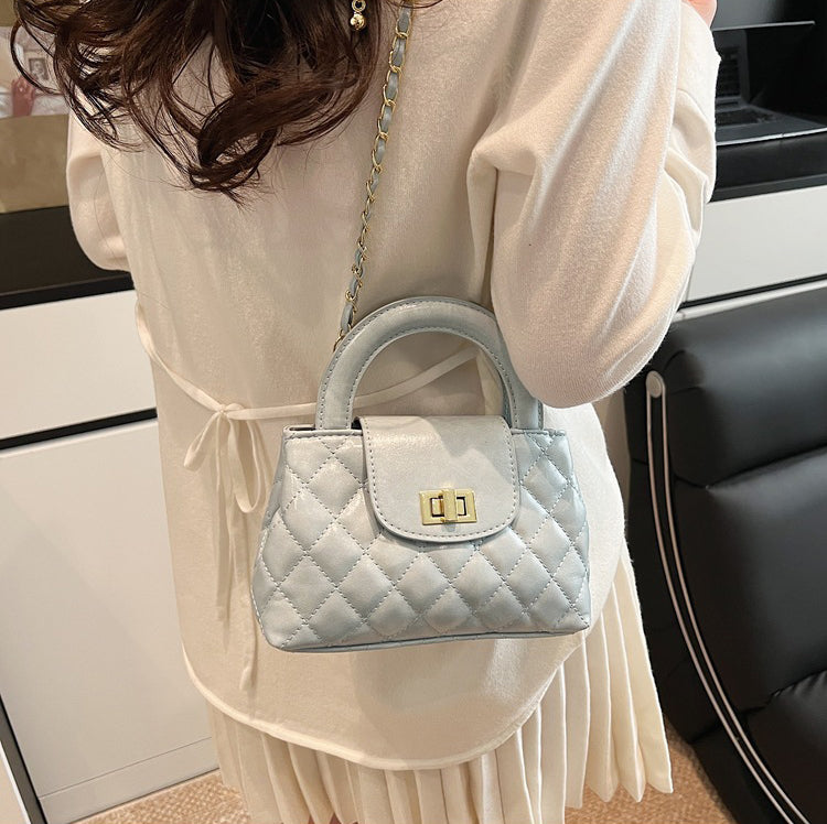 Blue Solid Two Handles Tote Bag