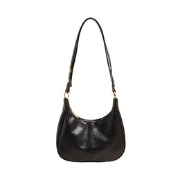 Black Solid One Handle Shoulder Bag