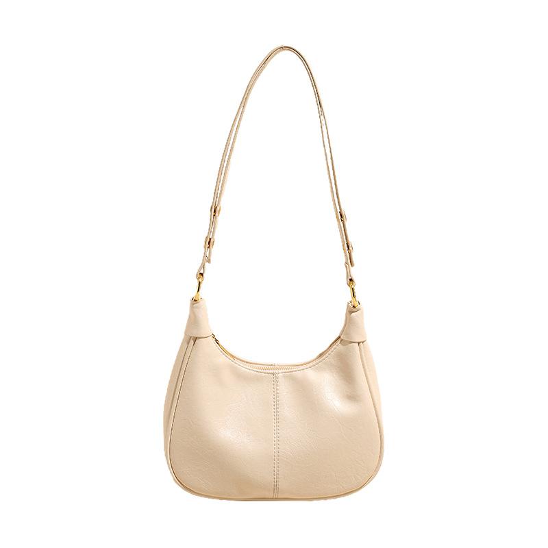 Off White Solid One Handle Shoulder Bag