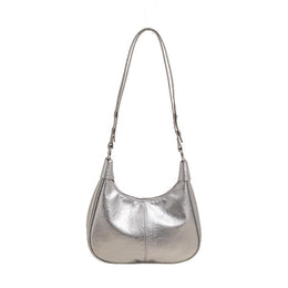 Silver Solid One Handle Shoulder Bag