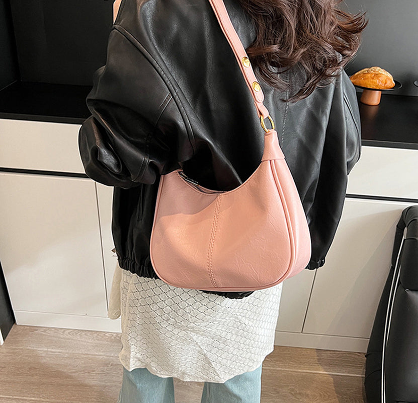 Pink Solid One Handle Shoulder Bag