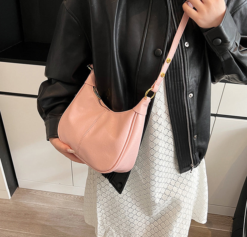Pink Solid One Handle Shoulder Bag
