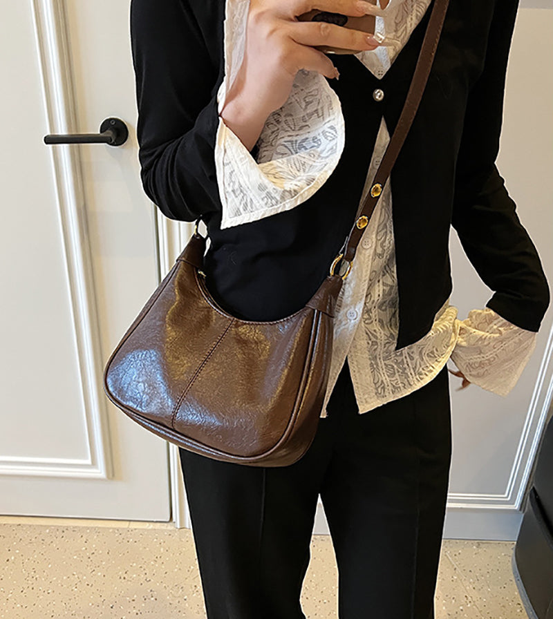 Coffee Solid One Handle Shoulder Bag