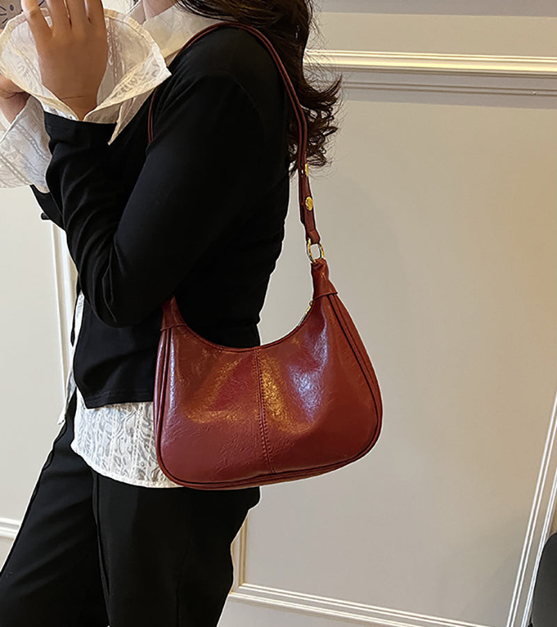 Red Solid One Handle Shoulder Bag