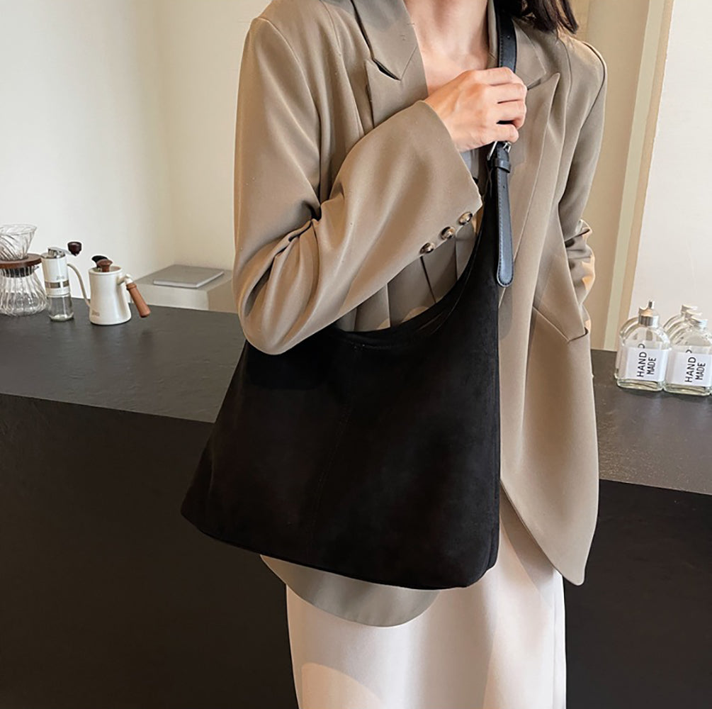 Suede Shopper Hobo Bag
