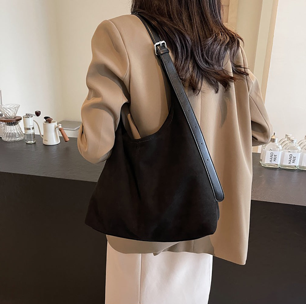 Suede Shopper Hobo Bag