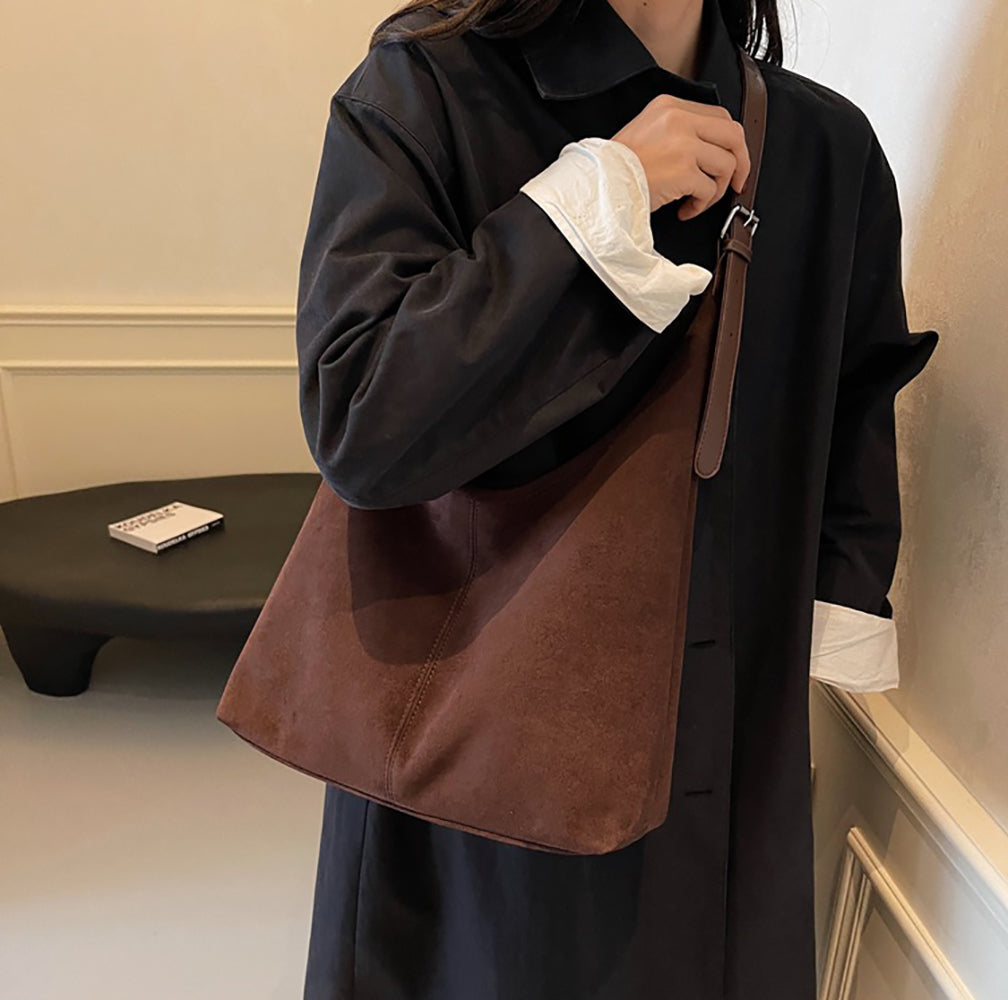 Suede Shopper Hobo Bag