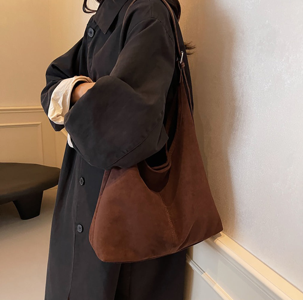 Suede Shopper Hobo Bag