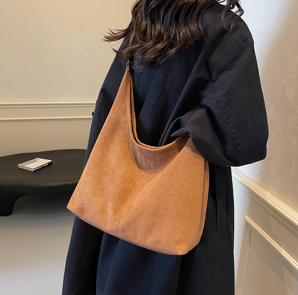 Suede Shopper Hobo Bag