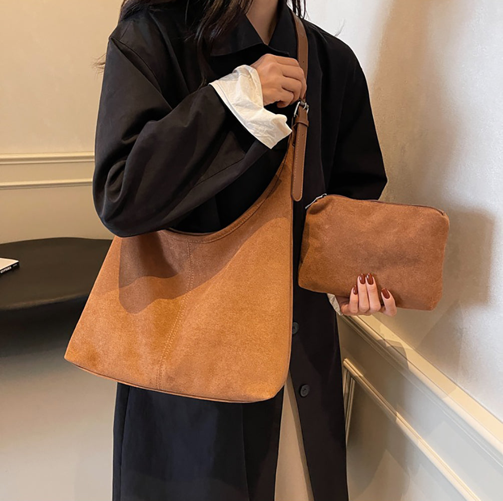 Suede Shopper Hobo Bag