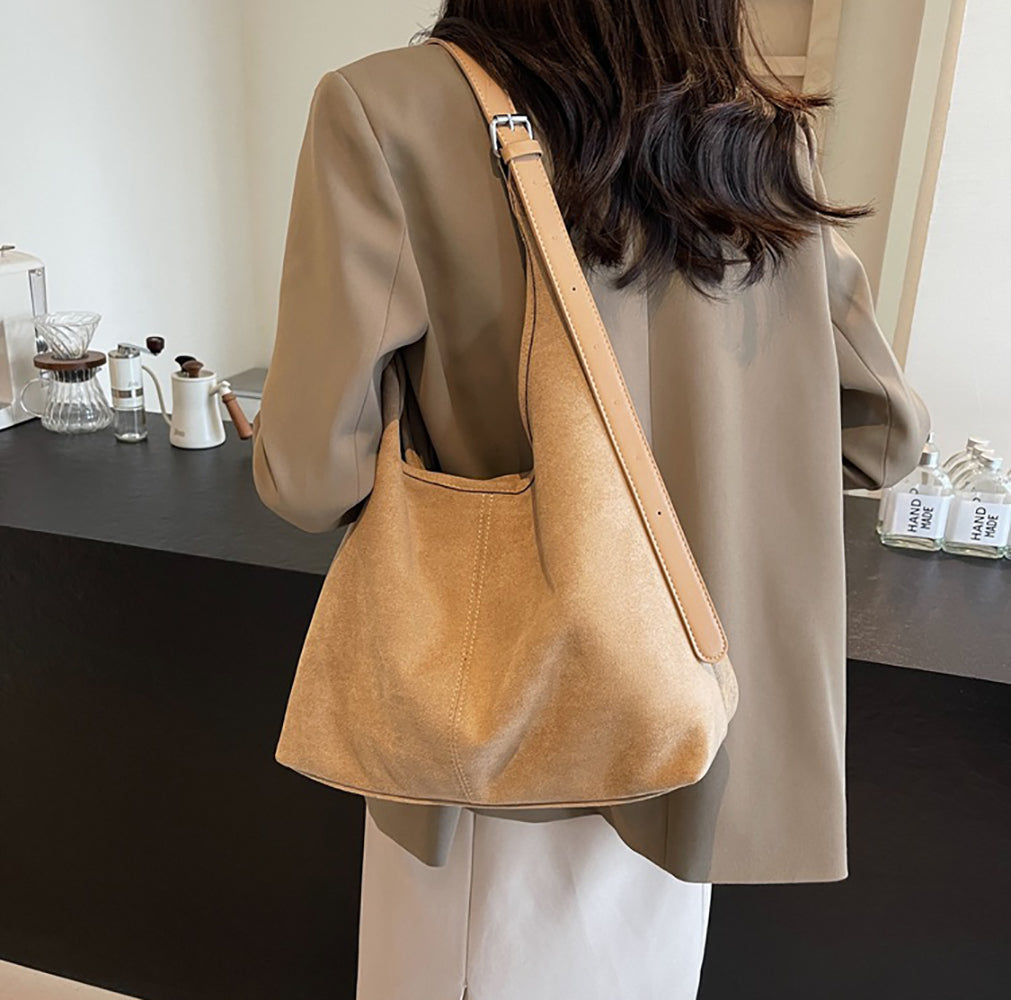 Suede Shopper Hobo Bag