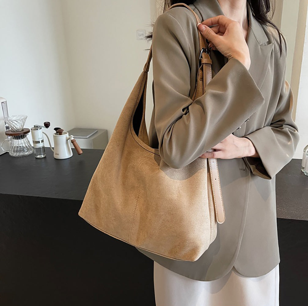 Suede Shopper Hobo Bag