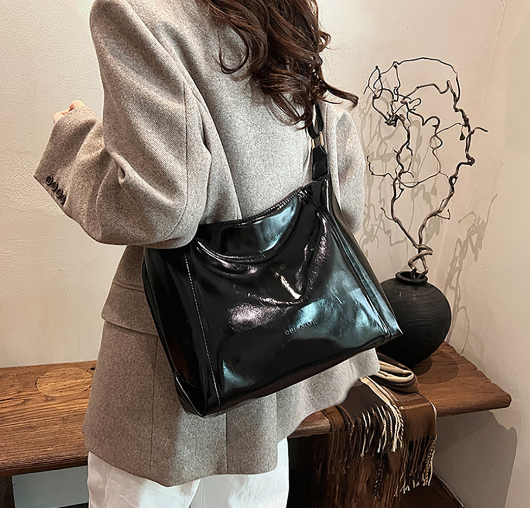 Black Solid One Handle Sling Bag