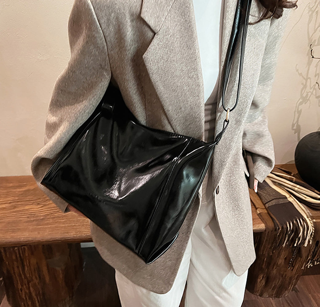 Black Solid One Handle Sling Bag