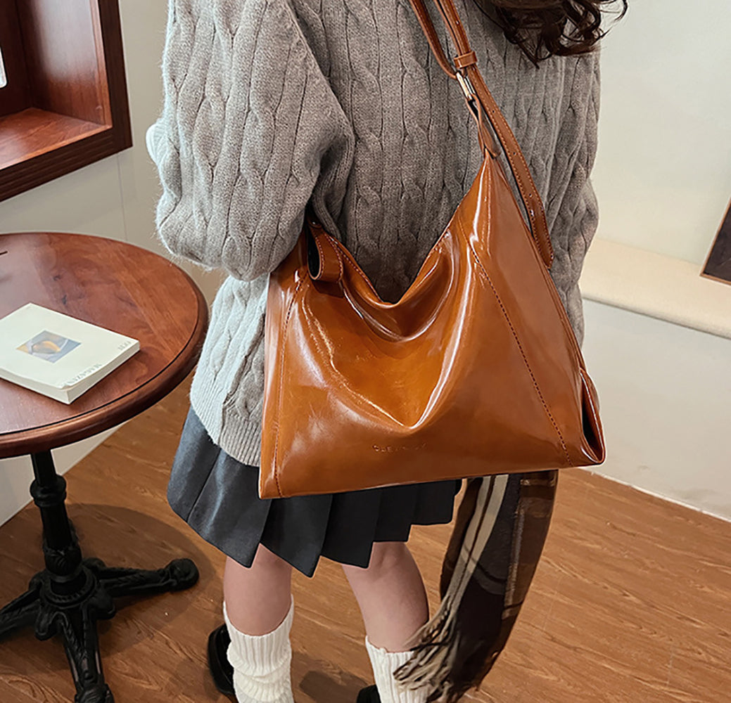 Brown Solid One Handle Sling Bag
