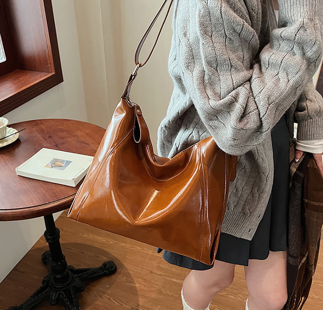 Brown Solid One Handle Sling Bag