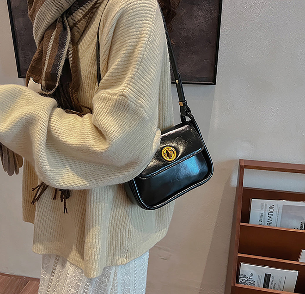 Black Solid One Handle Sling Bag