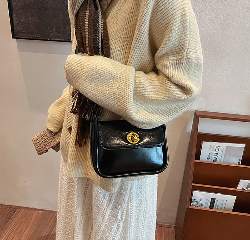 Black Solid One Handle Sling Bag