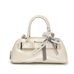 White Solid Two Handles Tote Bag